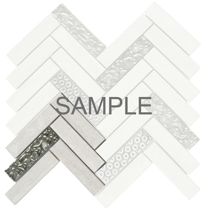 Sample - TDH125MO Natural Stone Glass 3D Art Deco Taupe Mosaic Tile