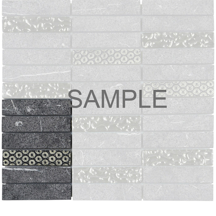 Sample - TDH128MO Natural Stone Glass 3D Art Deco Gray Mosaic Tile