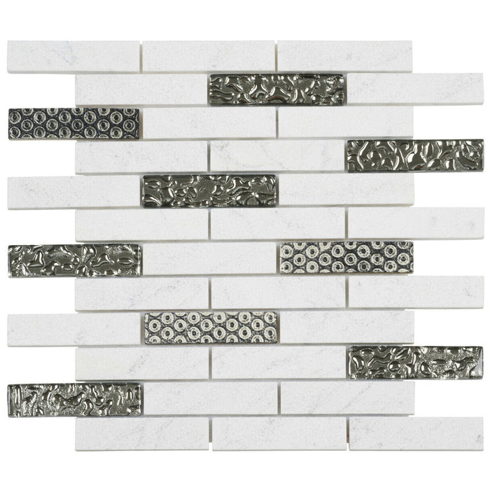TDH132MO Natural Stone Glass 3D Art Deco Carrara White Marble Mosaic Tile