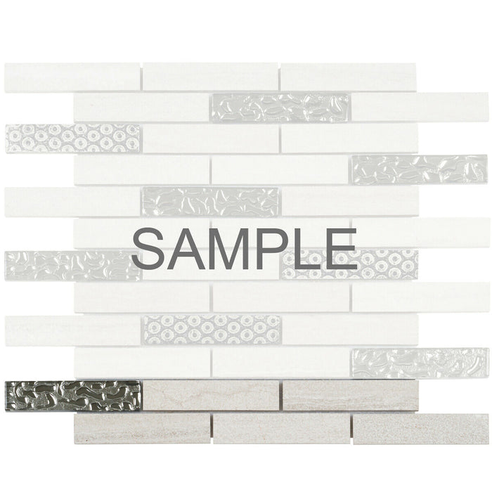 Sample - TDH134MO Natural Stone Glass 3D Art Deco Taupe Mosaic Tile