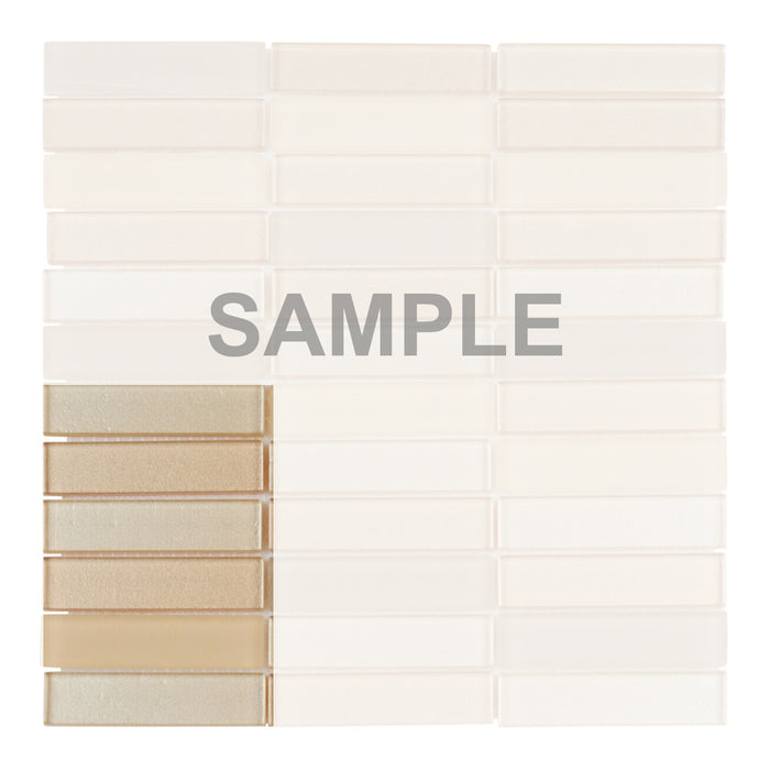 Sample - TDH140MO Ivory Beige Crystal Glass Blended with Frosted Glass Mosaic Tile