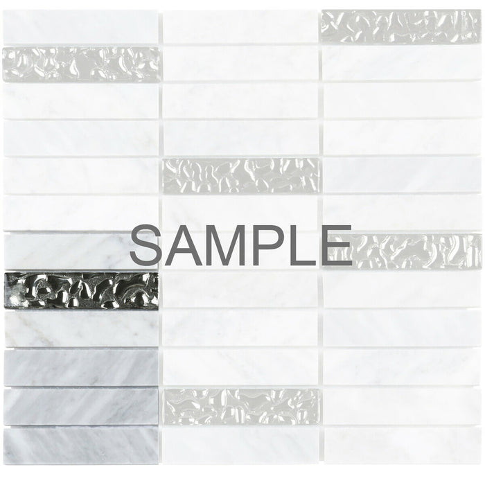 Sample - TDH141MO Natural Stone Glass Carrara White Marble Mosaic Tile