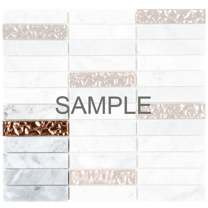 Sample - TDH142MO Natural Stone Glass Carrara White Marble Mosaic Tile