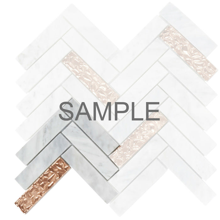 Sample - TDH144MO Natural Stone Glass Carrara White Marble Mosaic Tile