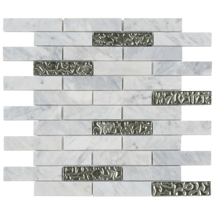 TDH146MO Natural Stone Glass Carrara White Marble Mosaic Tile
