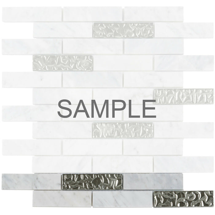 Sample - TDH146MO Natural Stone Glass Carrara White Marble Mosaic Tile