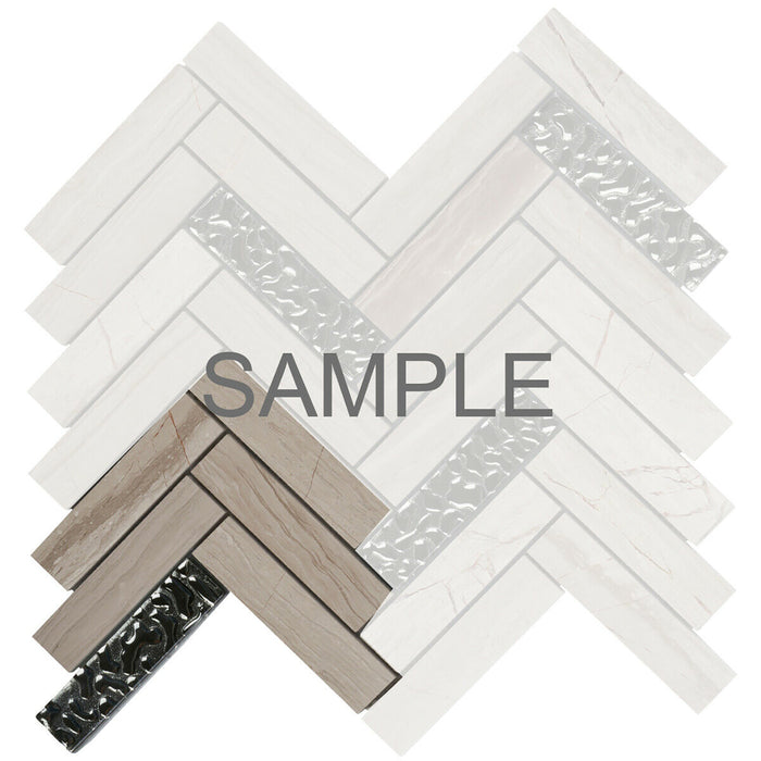 Sample - TDH147MO Natural Stone Glass Beige Mosaic Tile