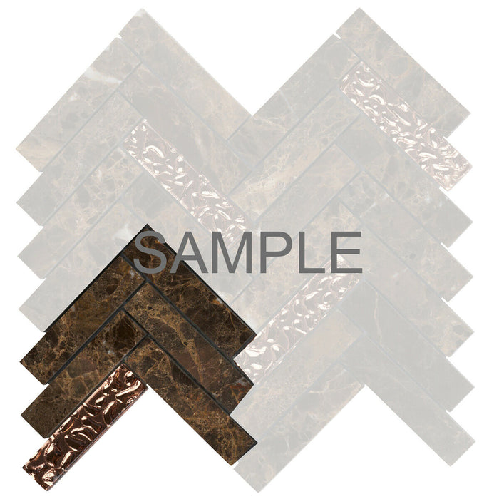 Sample - TDH148MO Natural Stone Glass Emperador Brown Mosaic Tile