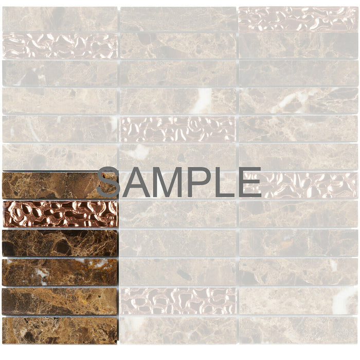 Sample - TDH149MO Natural Stone Glass Emperador Brown Mosaic Tile