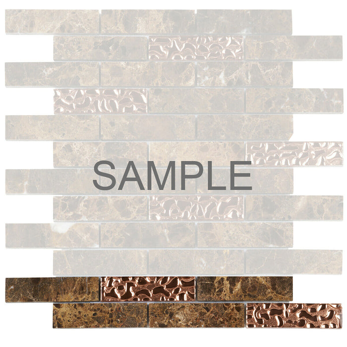 Sample - TDH150MO Natural Stone Glass Emperador Brown Mosaic Tile
