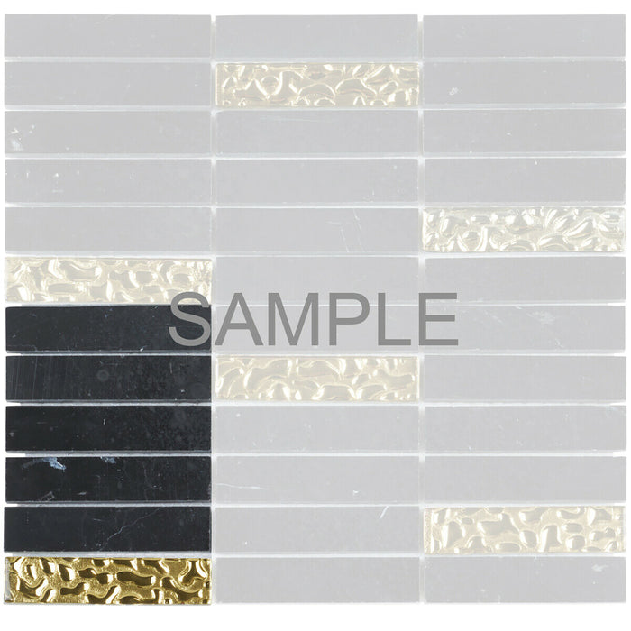 Sample - TDH151MO Natural Stone Glass Black Mosaic Tile