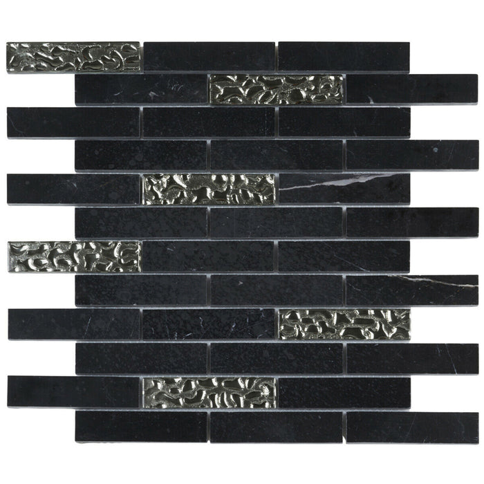 TDH153MO Natural Stone Glass Black Mosaic Tile