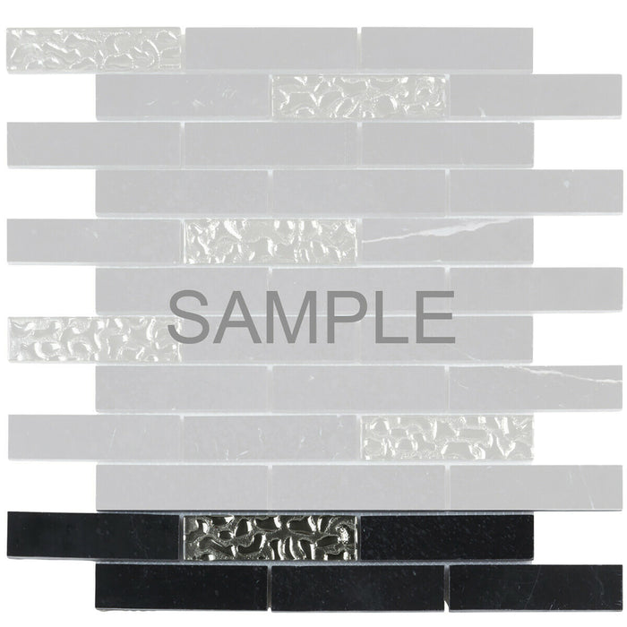 Sample - TDH153MO Natural Stone Glass Black Mosaic Tile