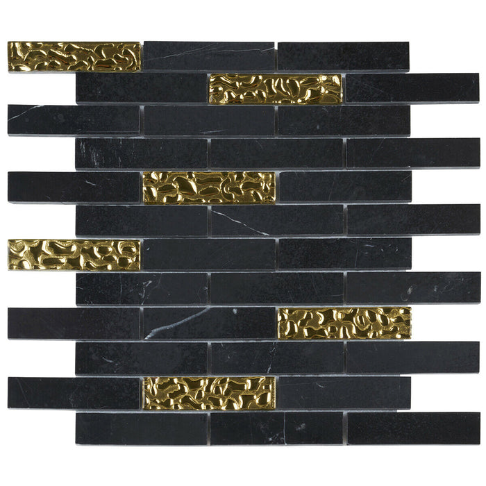 TDH154MO Natural Stone Glass Black Mosaic Tile