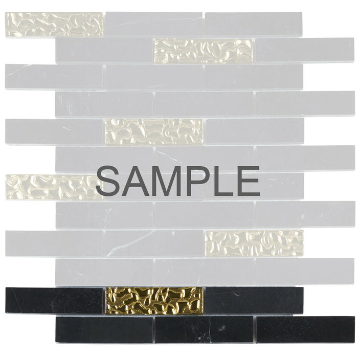 Sample - TDH154MO Natural Stone Glass Black Mosaic Tile