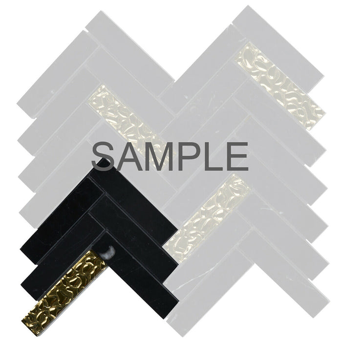 Sample - TDH155MO Natural Stone Glass Black Mosaic Tile