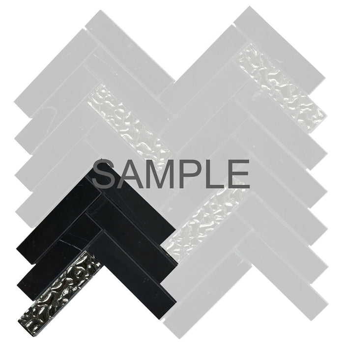 Sample - TDH156MO Natural Stone Glass Black Mosaic Tile