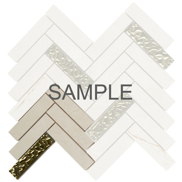Sample - TDH158MO Natural Stone Glass Beige Mosaic Tile