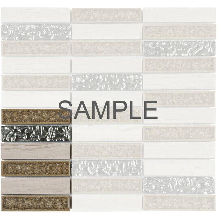 Sample - TDH159MO Natural Stone Glass Beige Mosaic Tile
