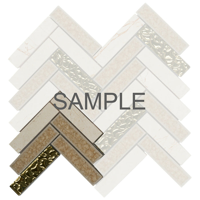 Sample - TDH162MO Natural Stone Glass Beige Mosaic Tile