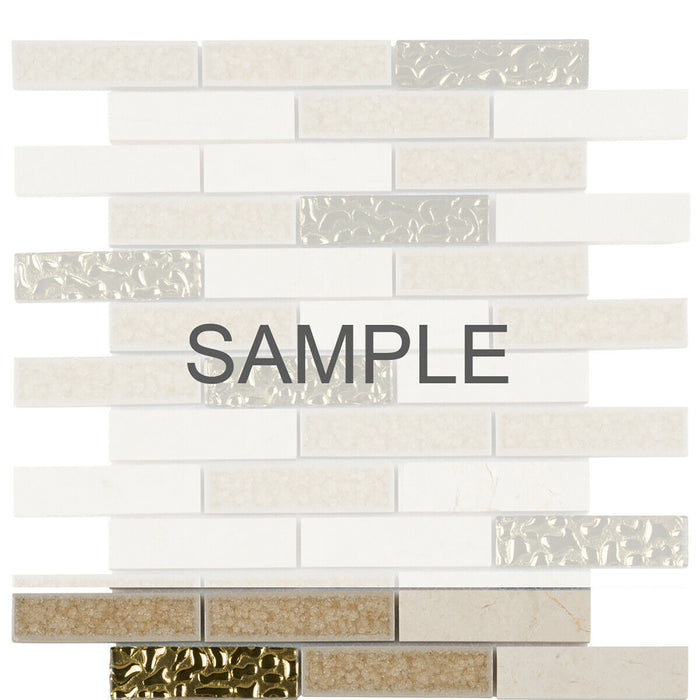 Sample - TDH163MO Natural Stone Crema Marfil Marble Glass Beige Mosaic Tile