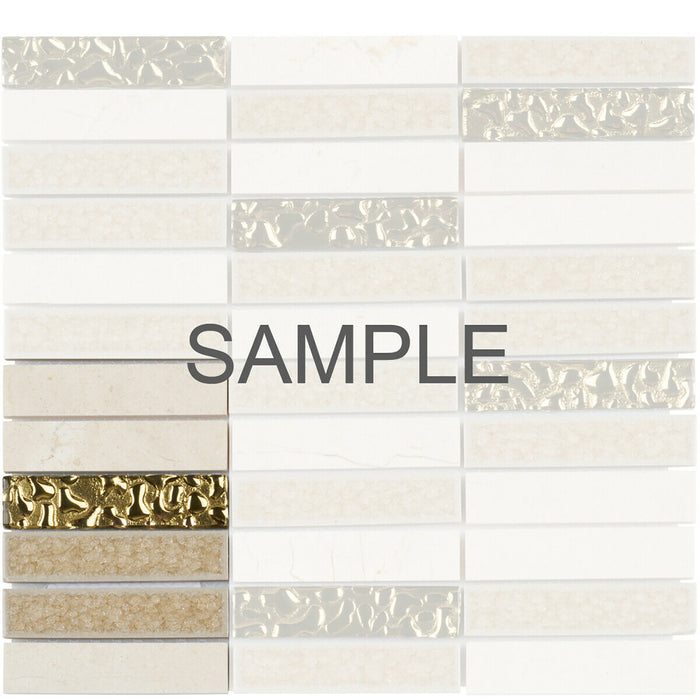 Sample - TDH164MO Natural Stone Glass Beige Mosaic Tile