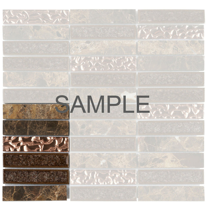 Sample - TDH165MO Natural Stone Glass Emperador Brown Mosaic Tile