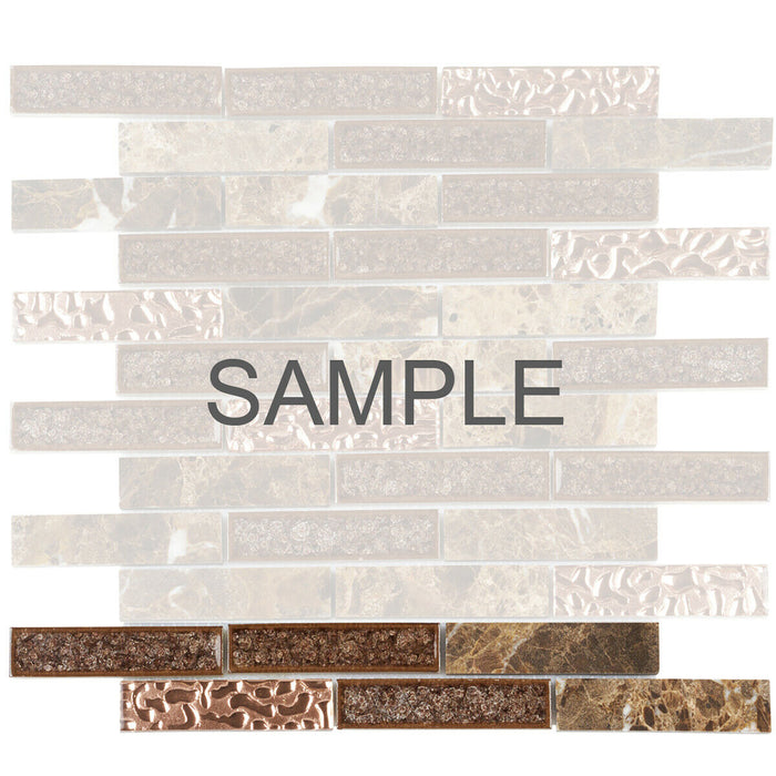 Sample - TDH166MO Natural Stone Glass Emperador Brown Mosaic Tile