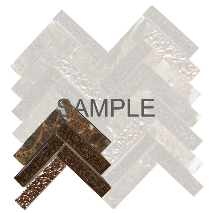 Sample - TDH167MO Natural Stone Glass Emperador Brown Mosaic Tile