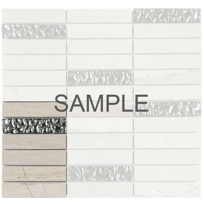 Sample - TDH168MO Natural Stone Glass Beige Mosaic Tile