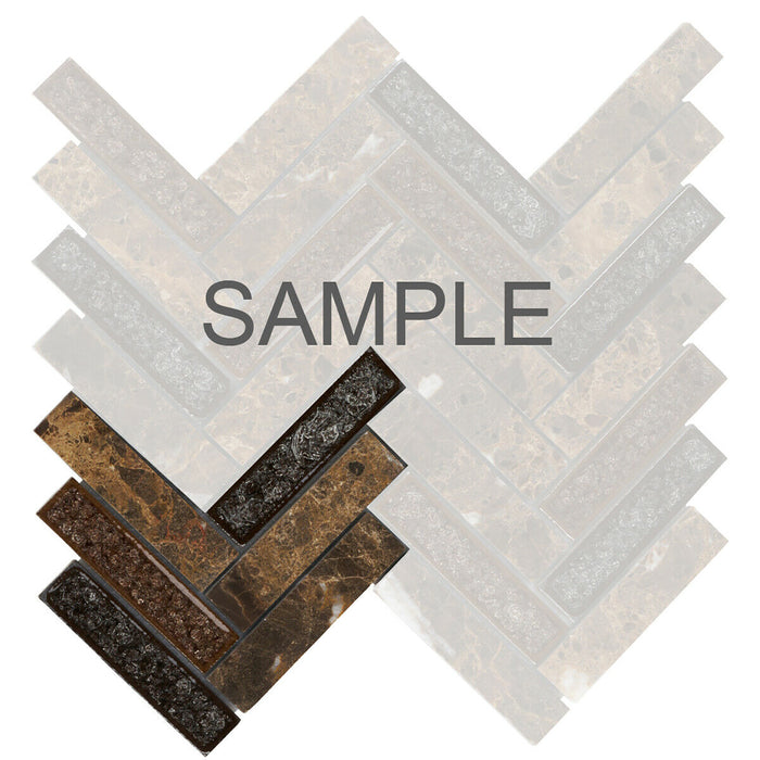 Sample - TDH173MO Natural Stone Glass Emperador Brown Mosaic Tile