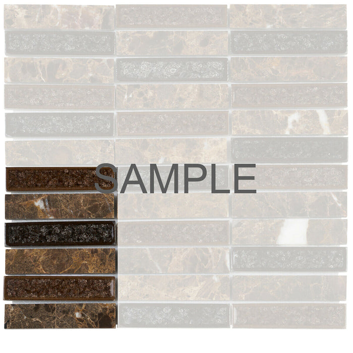 Sample - TDH174MO Natural Stone Glass Emperador Brown Mosaic Tile