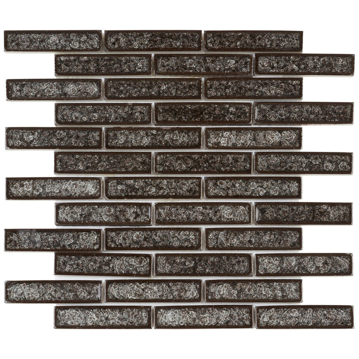 TDH179MO Crackle Glass Black Mosaic Tile