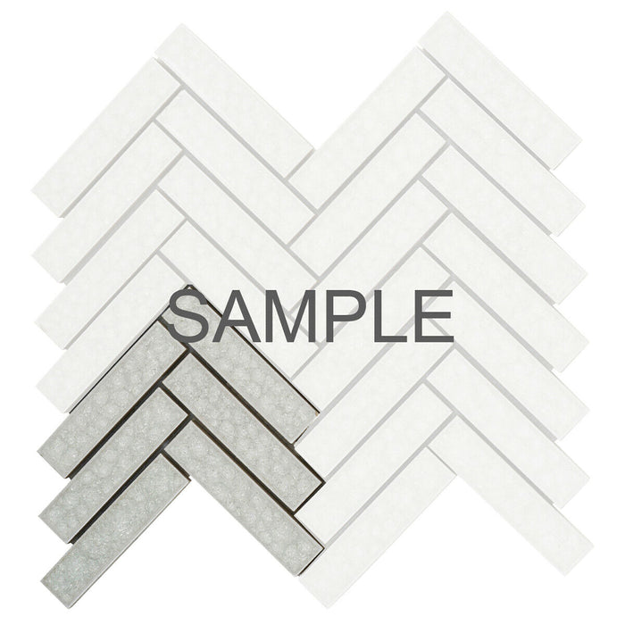 Sample - TDH186MO Crackle Glass White Mosaic Tile