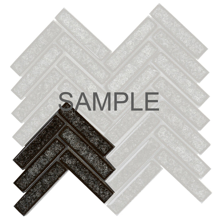 Sample - TDH187MO Crackle Glass Black Mosaic Tile