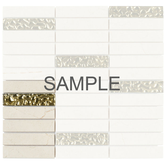 Sample - TDH191MO Natural Stone Glass Beige Mosaic Tile
