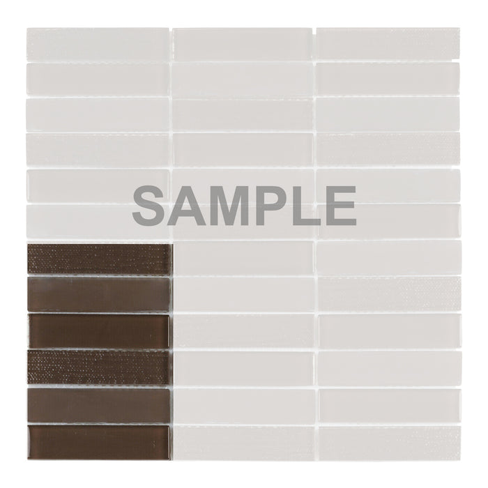 Sample - TDH193MO Brown Clear Glass Blended with Frosted and Textured Glass Mosaic Tile