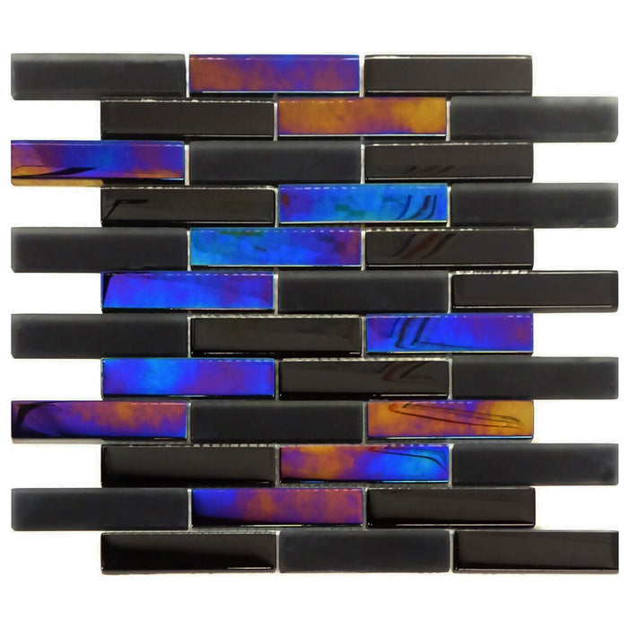 TDH196MO Glass Black Iridescent Mosaic Tile
