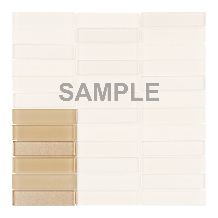 Sample - TDH199MO Ivory Crystal Glass Blended with Frosted Glass Mosaic Tile
