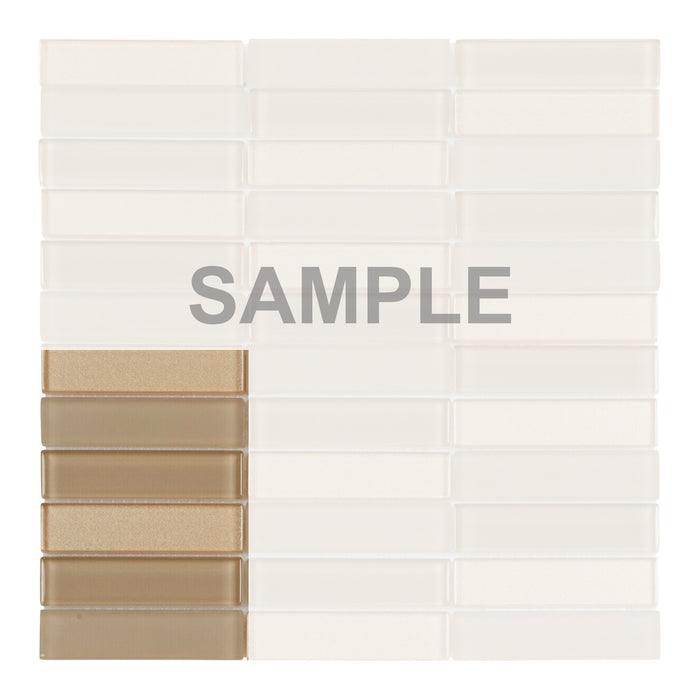 Sample - TDH200MO Ivory Beige Crystal Glass Blended with Frosted Glass Mosaic Tile