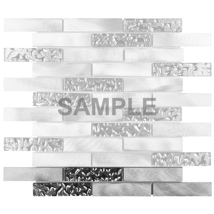 Sample - TDH205MO Aluminum Blended with Silver Glass Mosaic Tile