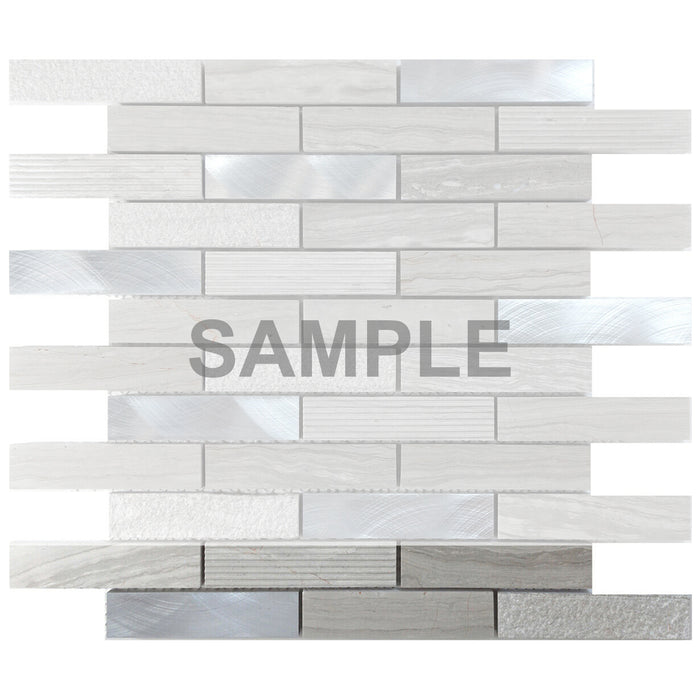 Sample - TDH208MO White Oak Marble Stone Blended with Aluminum and Texture Stone Mosaic Tile