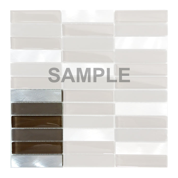 Sample - TDH220MO Brown Crystal Glass Blended with Frosted Glass and Aluminm Mosaic Tile