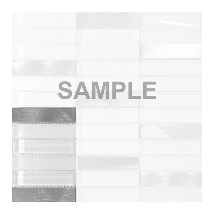 Sample - TDH221MO White Crystal Glass Blended with Frosted Glass and Aluminm Mosaic Tile