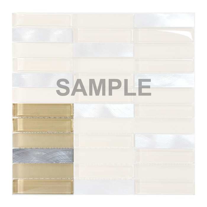 Sample - TDH222MO Beige Crystal Glass Blended with Frosted Glass and Aluminm Mosaic Tile