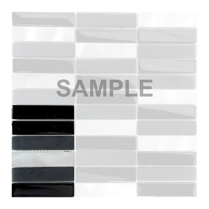 Sample - TDH223MO Black Crystal Glass Blended with Frosted Glass and Aluminm Mosaic Tile