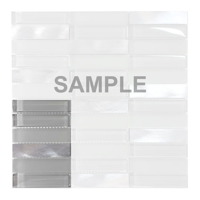 Sample - TDH224MO Gray Crystal Glass Blended with Frosted Glass and Aluminm Mosaic Tile