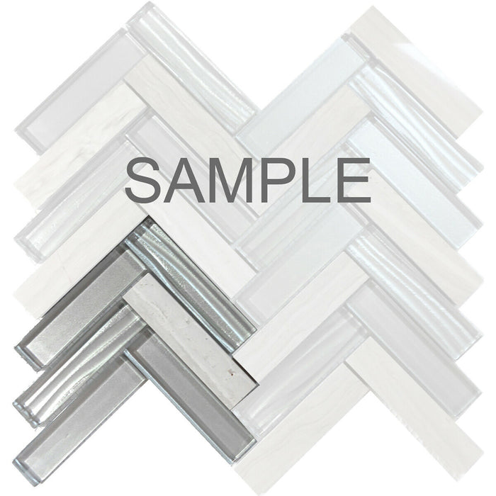 Sample - TDH228MO Natural Stone Glass Taupe Gray Mosaic Tile