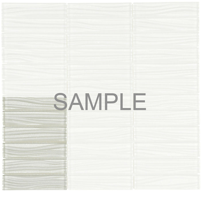 Sample - TDH38MO Metallic Glass White Mosaic Tile