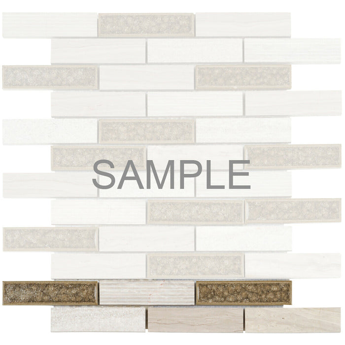 Sample - TDH43MO Natural Stone Glass Beige Mosaic Tile